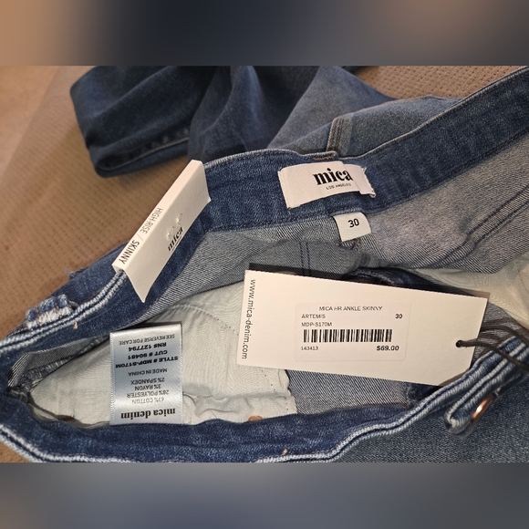 New Mica Los Angeles Denim High Rise Ankle Skinny blue jeans women's size 30 - Picture 9 of 10